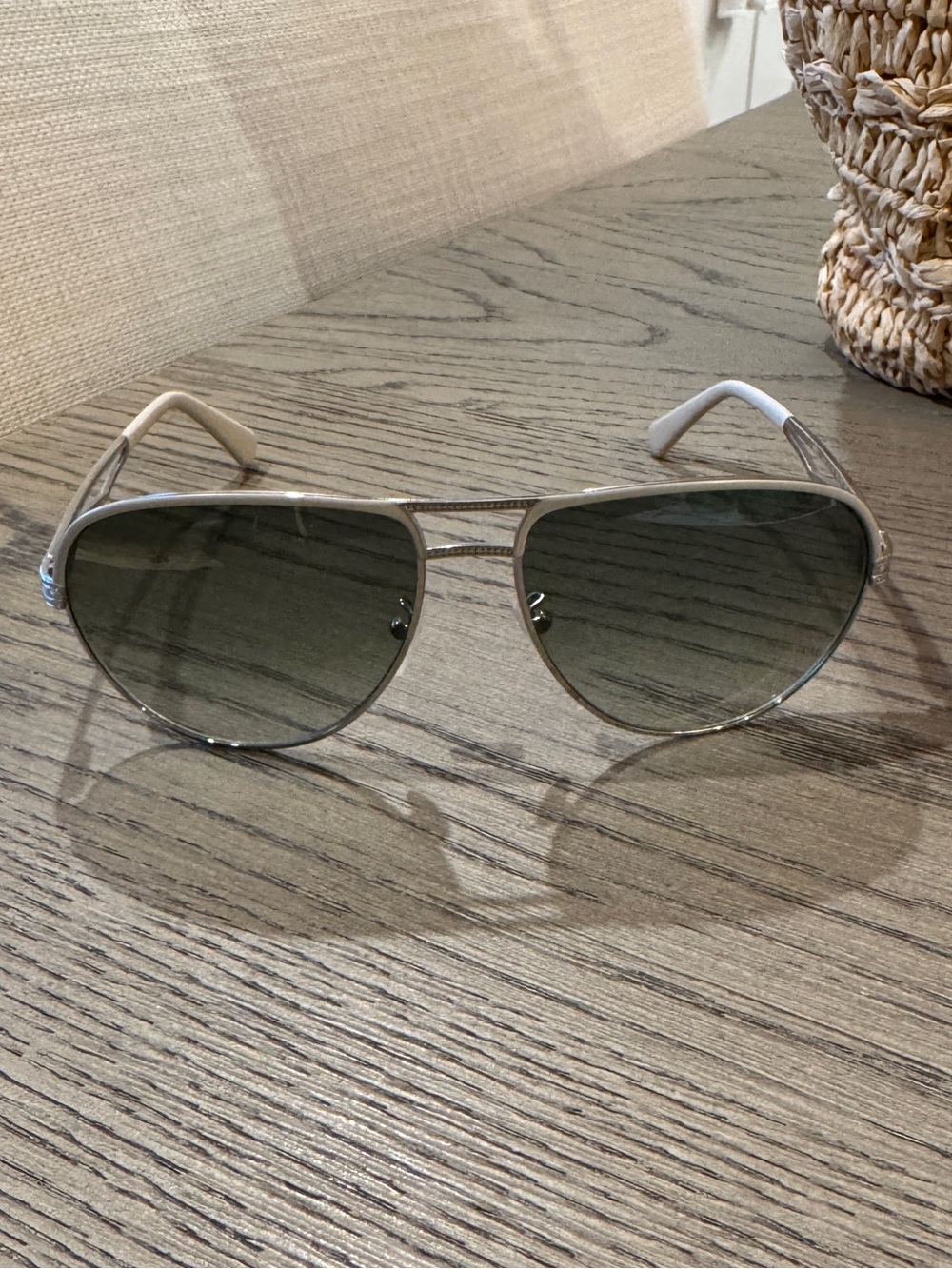 Brand New Silver & Ivory Aviator Sunglasses